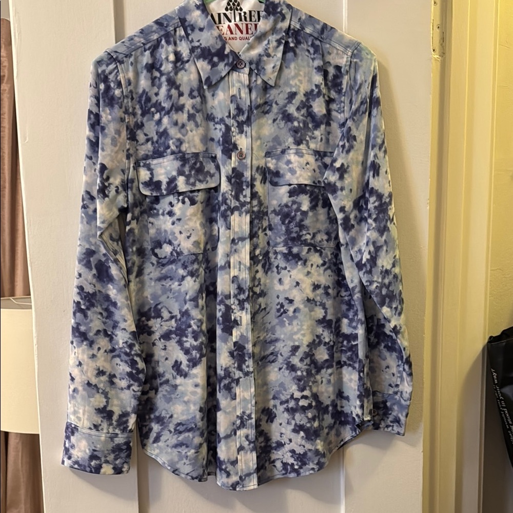 Equipment Blue Long Sleeve Button Down Shirt